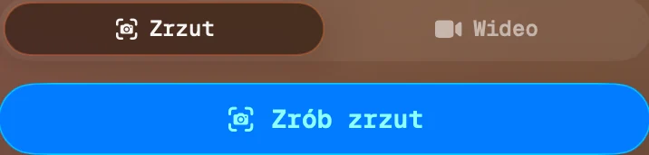 Screenshot and video tabs with the capture button