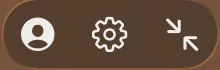 Account, settings and collapse buttons